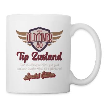 80 Jahre Oldtimer Top Zustand 80. Geburtstag - Tasse - Weiß - Rechts