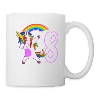 Dabbing Licorne J’ai 8 ans - Mug blanc - blanc - Droite