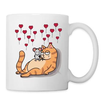 Chat Souris pour toujours Amis Amitié Cœurs - Mug blanc - blanc - Droite