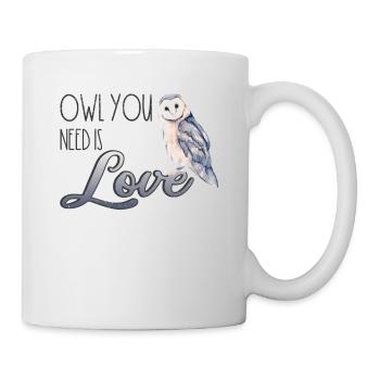 Boho Eule Uhu Partner Liebe Waldtier Süß Kuscheln - Tasse - Weiß - Rechts