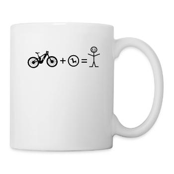 Fahrrad E-Bike Strichmännchen E-MTB Radfahrer - Tasse - Weiß - Rechts