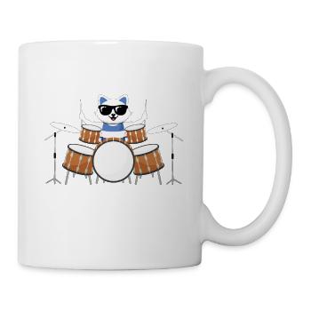 Katze schlagzeug - Tasse - Weiß - Rechts