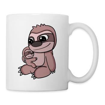 Faultier mit Baby - Faultier mit Kind - Tasse - Weiß - Rechts