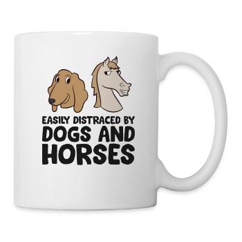 Cheval drôle légèrement distrait par les chevaux et - Mug blanc - blanc - Droite