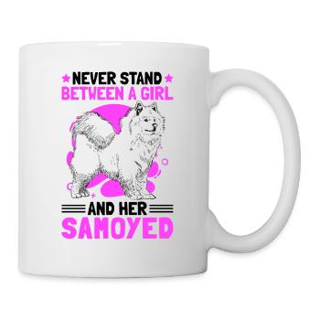 Girl with Samoyed sled dog owner - Mug - white - Right