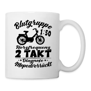 Blutgruppe 1:50 Moped Motorrad Zweitakt Mofa - Tasse - Weiß - Rechts