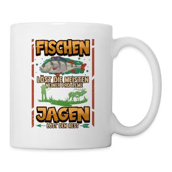 Angler Fischen Jagen Jäger Lustig Spruch Geschenk - Tasse - Weiß - Rechts