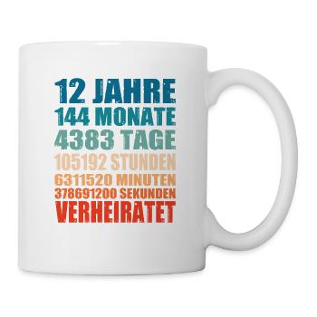12 Jahre Verheiratet Hochzeit Spruch Geschenk - Tasse - Weiß - Rechts