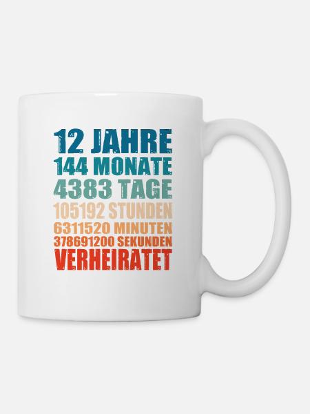 12 Jahre Verheiratet Hochzeit Spruch Geschenk - Tasse - Weiß