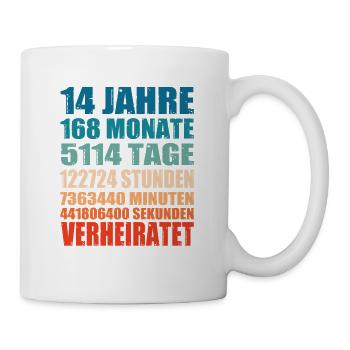 14 Jahre Verheiratet Hochzeit Spruch Geschenk - Tasse - Weiß - Rechts