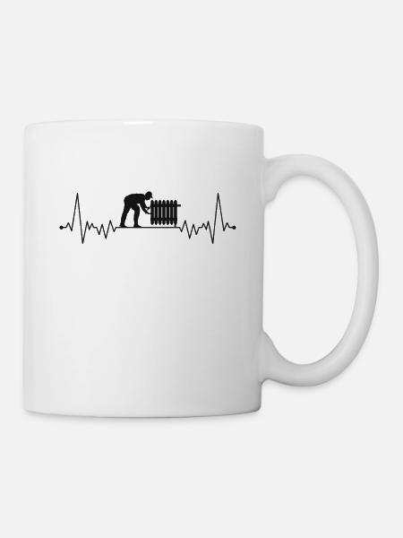 Heizungsbauer Herzschlag Heizung Anlagenmechaniker - Tasse - Weiß