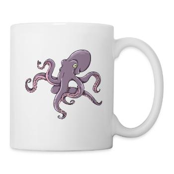 Oktopus Meer und See Fischer Angler Design - Tasse - Weiß - Rechts