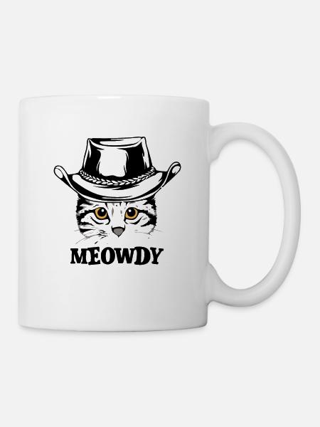 Meowdy Katze Mashup Between Meow and Howdy - Tasse - Weiß