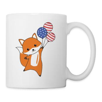 Fox flies balloons usa top cute animals foxes - Mug - white - Right