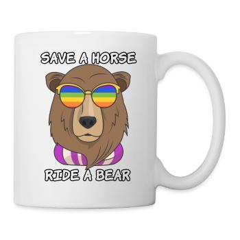 Save a horse ride a bear Funny Gay Pride Shirt - Mug - white - Right
