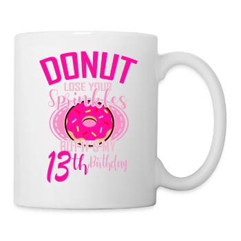DONUT ANNIVERSAIRE 13 anniversaire fille donut - Mug blanc - blanc - Droite