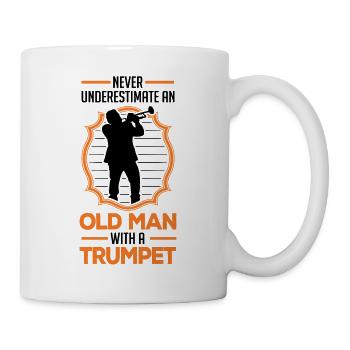 Never Underestimate An Old Man With A Trumpet - Mug - white - Right