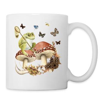 Aesthetic grenouille sur les champignons papillons nature - Mug blanc - blanc - Droite