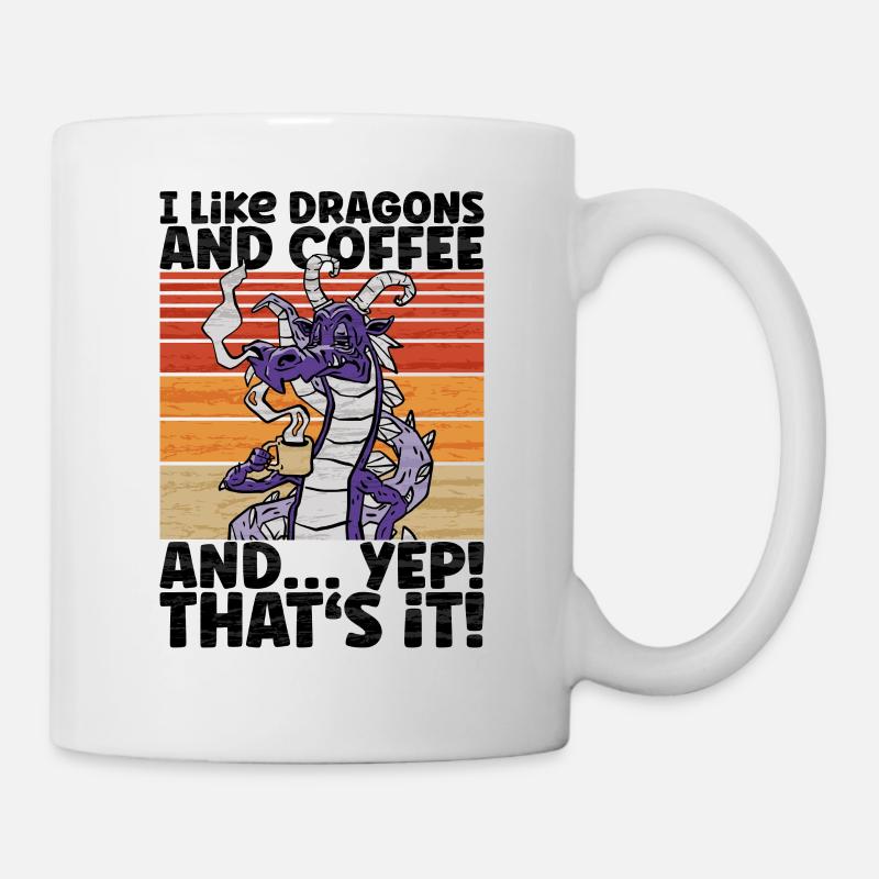 J’aime dragon et café - Dragon Illustration - Mug blanc - blanc