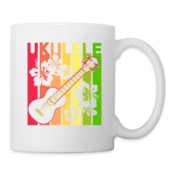 Ukulele Retro Streifen tropische Blumen - Tasse - Weiß - Rechts