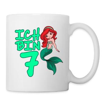 ICH BIN 7 JAHRE 7 Geburtstag Mädchen Meerjungfrau - Tasse - Weiß - Rechts