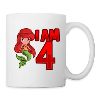 I AM 4 YEARS 4 birthday girl mermaid - Mug - white - Right