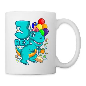 3 REX 3 ans dino anniversaire dinosaure - Mug blanc - blanc - Droite