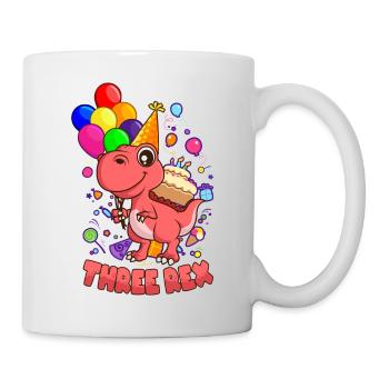 THREE REX DINO Birthday 3 years dinosaur - Mug - white - Right