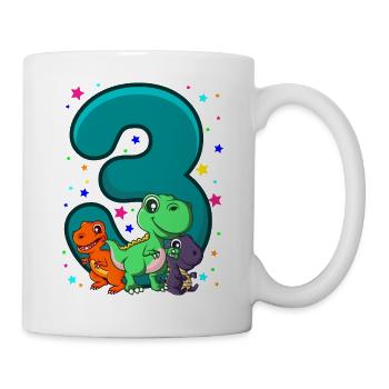 THREE REX 3 years DINO birthday dinosaur - Mug - white - Right