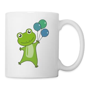 Frosch grün Luftballons lustige Tiere - Tasse - Weiß - Rechts