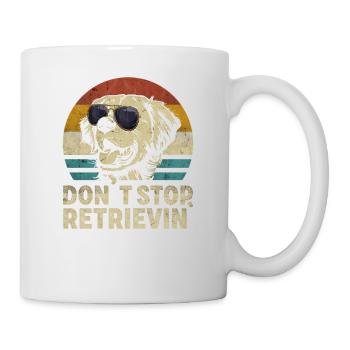 Golden Retriever chien rétro vintage silhouette - Mug blanc - blanc - Droite
