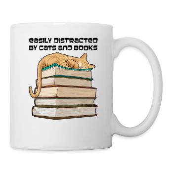 Katzen Bücher Lesen Katzenbesitzer - Tasse - Weiß - Rechts