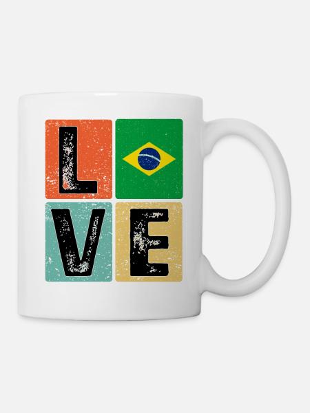 I Love Brazil drapeau pour l’orgueil brésilien - Mug blanc - blanc