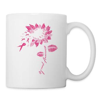 Fight Breast Cancer Brustkrebs Blume Geschenk - Tasse - Weiß - Rechts