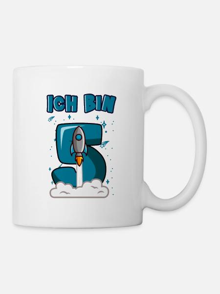 ICH BIN SCHON 5 5 Geburtstag 5 Jahre Junge Rakete - Tasse - Weiß