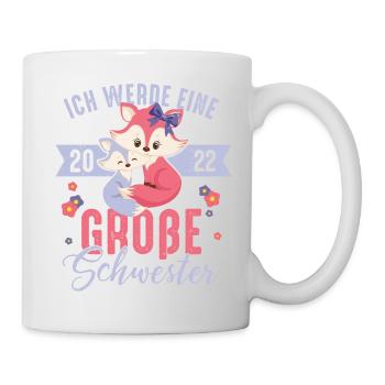 Ich werde eine große Schwester 2022 Fuchs Baby - Tasse - Weiß - Rechts