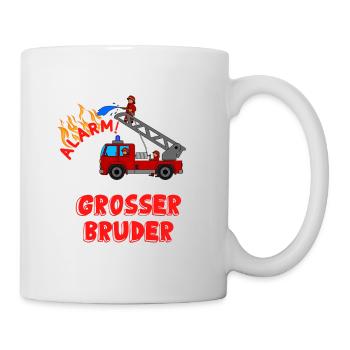 großer Bruder Feuerwehr mit Feuerwehrauto - Tasse - Weiß - Rechts