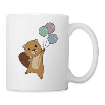 Castor ballons animaux drôles pour les enfants - Mug blanc - blanc - Droite