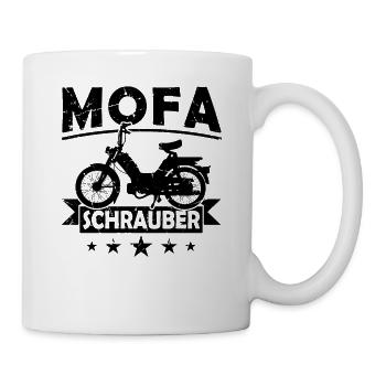 Mofa Schrauber Moped Mofafahrer Zweitakter - Tasse - Weiß - Rechts
