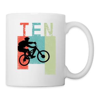 Mountainbike Downhill 10 Kinder Geburtstag BMX - Tasse - Weiß - Rechts