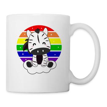 Zebra on rainbow cloud magical animals - Mug - white - Right