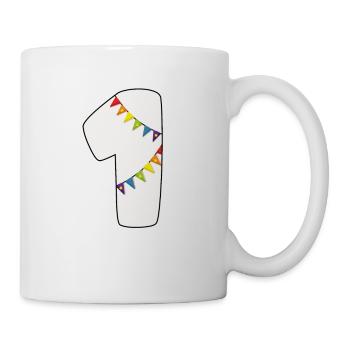 1 anniversaire 1 année nombre 1 fille arc-en-ciel - Mug blanc - blanc - Droite