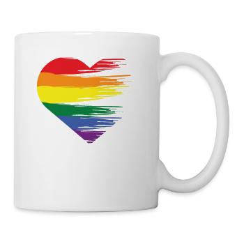 Regenbogen Gleichberechtigung Herzschlag Geschenk - Tasse - Weiß - Rechts