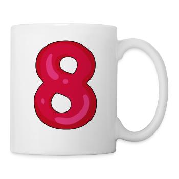 Nummer 8 - Zahl 8 - Tasse - Weiß - Rechts