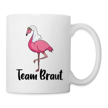 Flamingo Team Braut Brautschleier - Tasse - Weiß - Rechts