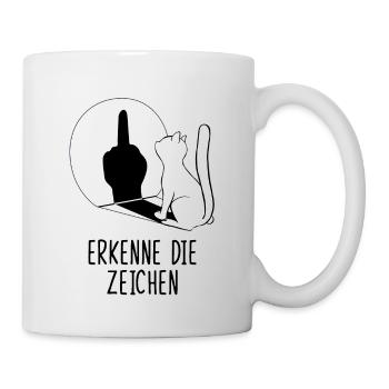 Erkenne die Zeichen Katze Mittelfinger - Tasse - Weiß - Rechts