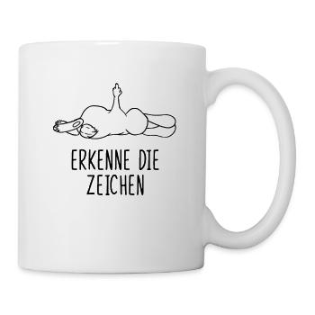 Erkenne die Zeichen Kaninchen Hasen Mittelfinger - Tasse - Weiß - Rechts