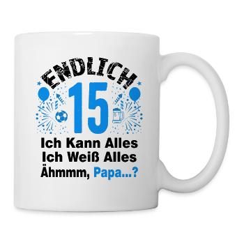 15 Geburtstag Junge Geschenk lustig 15. Ehrentag - Tasse - Weiß - Rechts