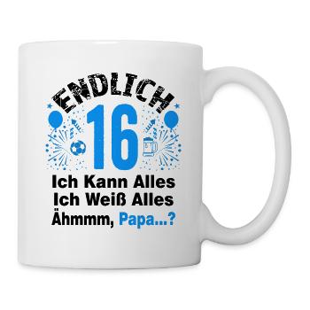 16 Geburtstag Junge Geschenk lustig 16. Ehrentag - Tasse - Weiß - Rechts