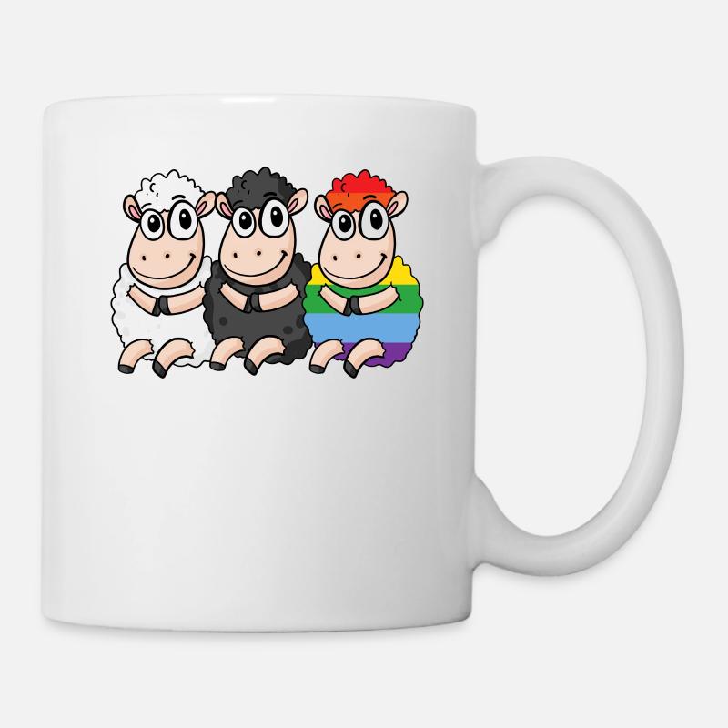 Mouton noir - Mouton arc-en-ciel - Mug blanc - blanc